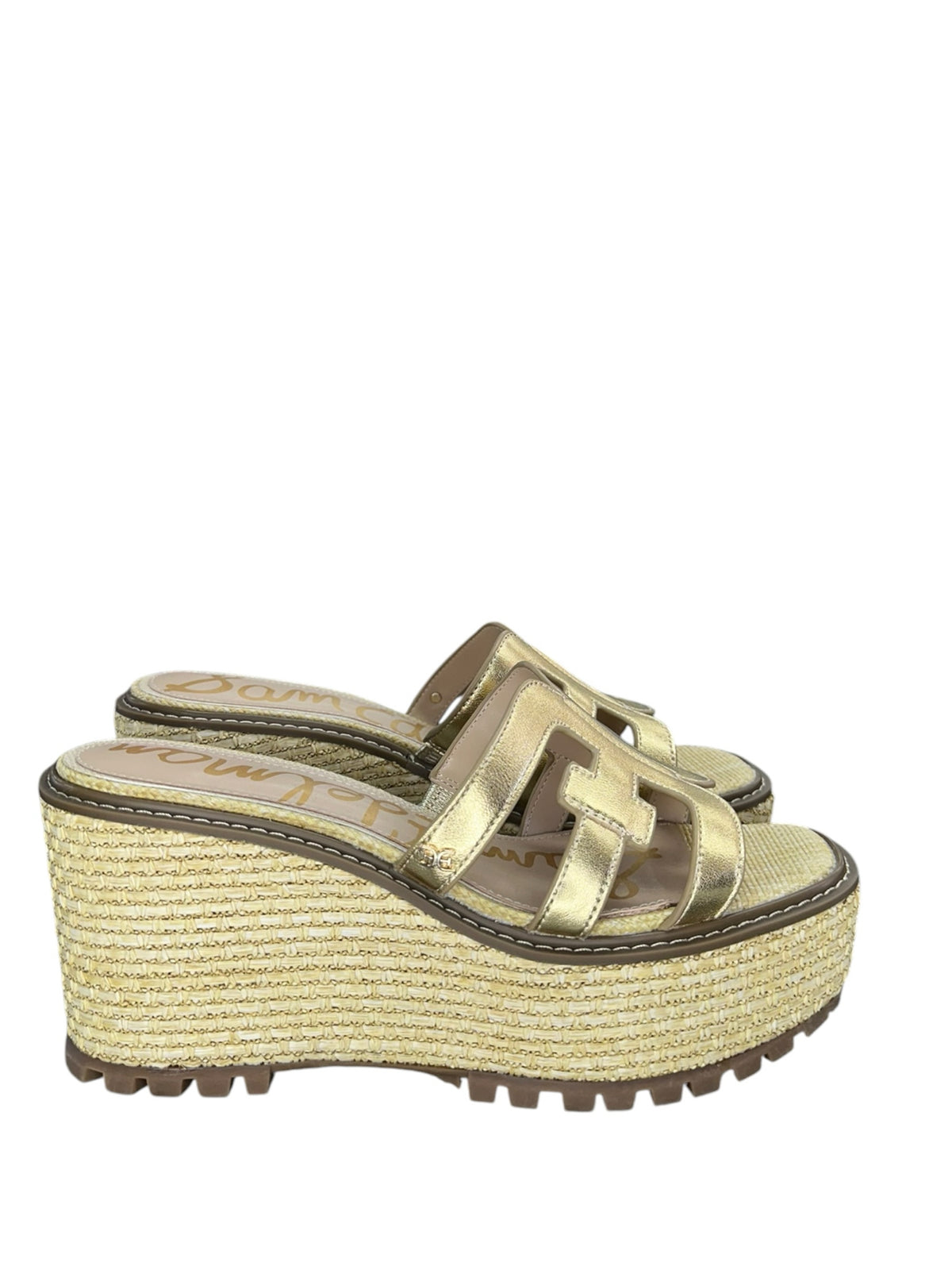 Sam Edelman Gold Laine Espadrille Platform Wedges Size 9