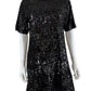 the drop NWT Black Sequined Mini Cocktail Dress Size M