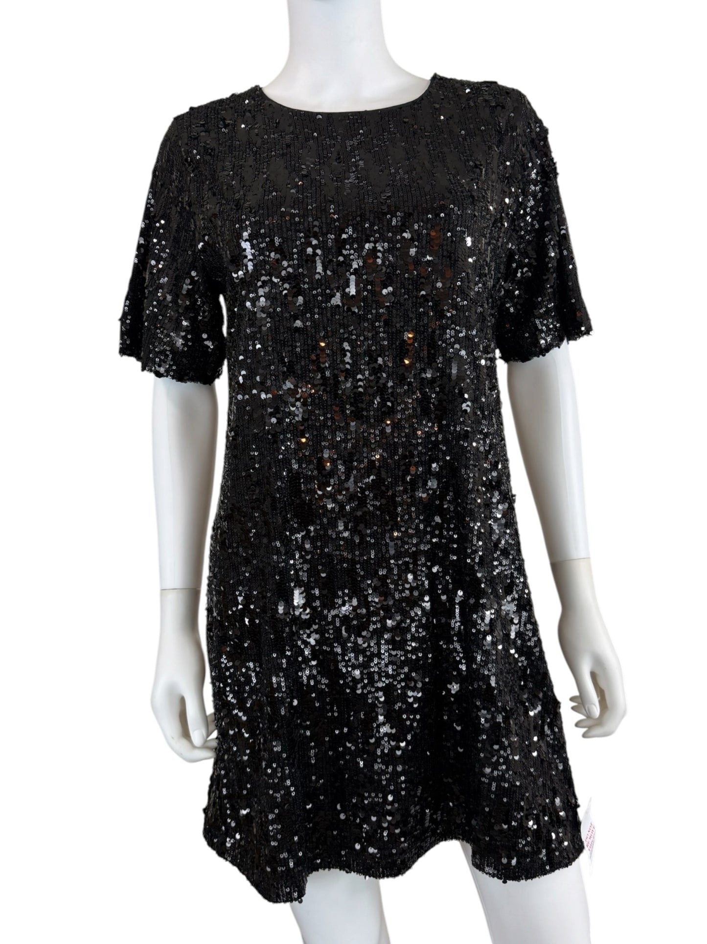 the drop NWT Black Sequined Mini Cocktail Dress Size M