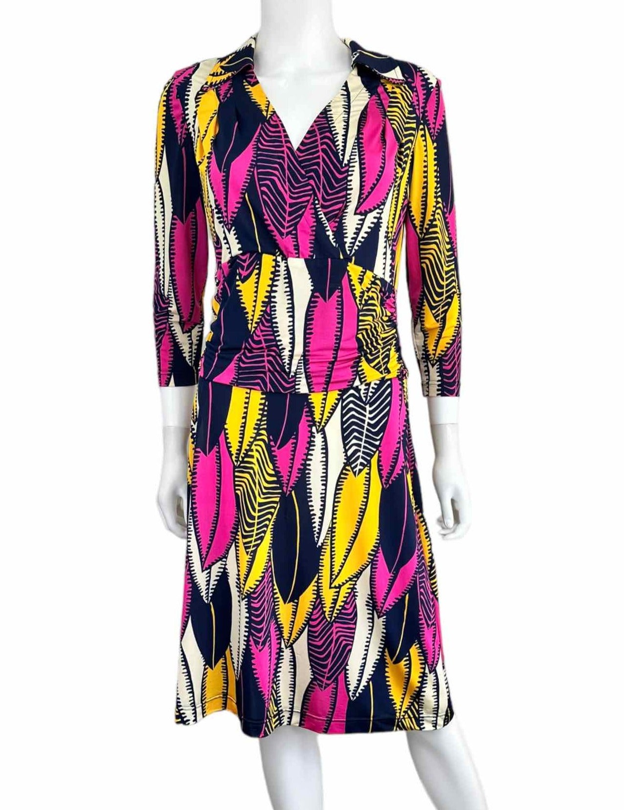 ETCETERA Feather Print Wrap Dress Size 6