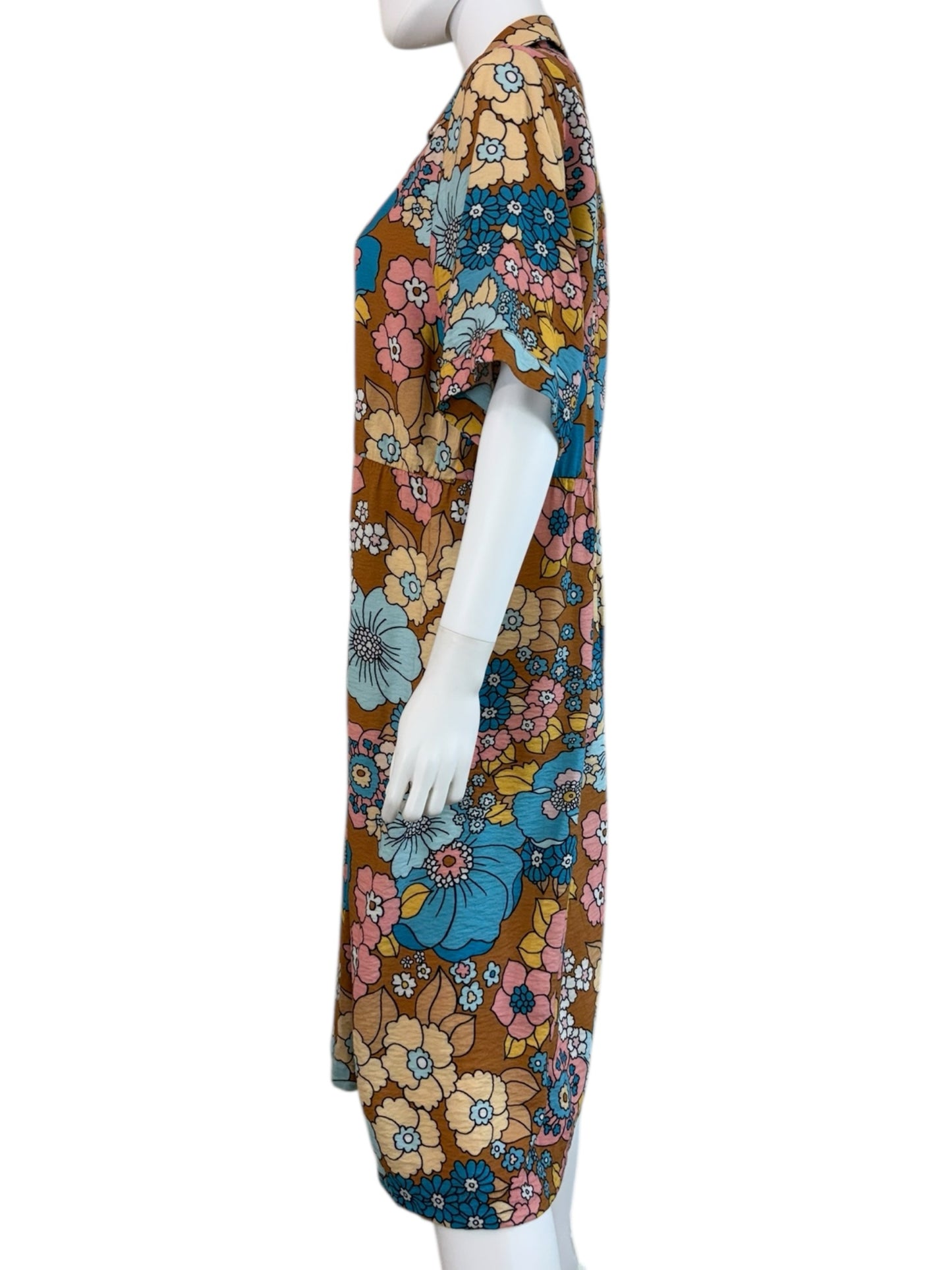 DODO Bar OR Brown Floral Nancy Shirt Dress Size L