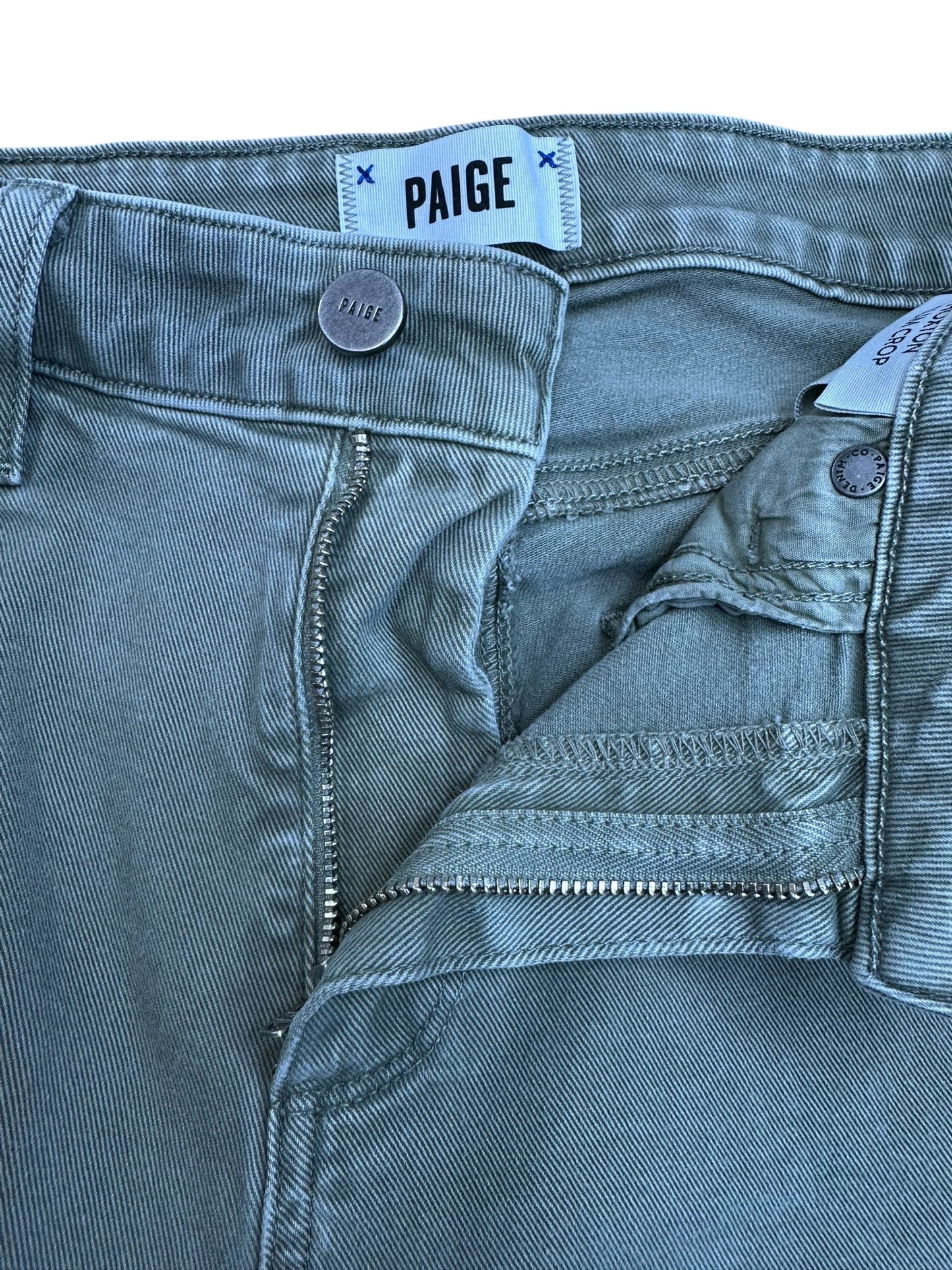PAIGE Green Distressed Hoxton Slim Crop Jeans Size 27