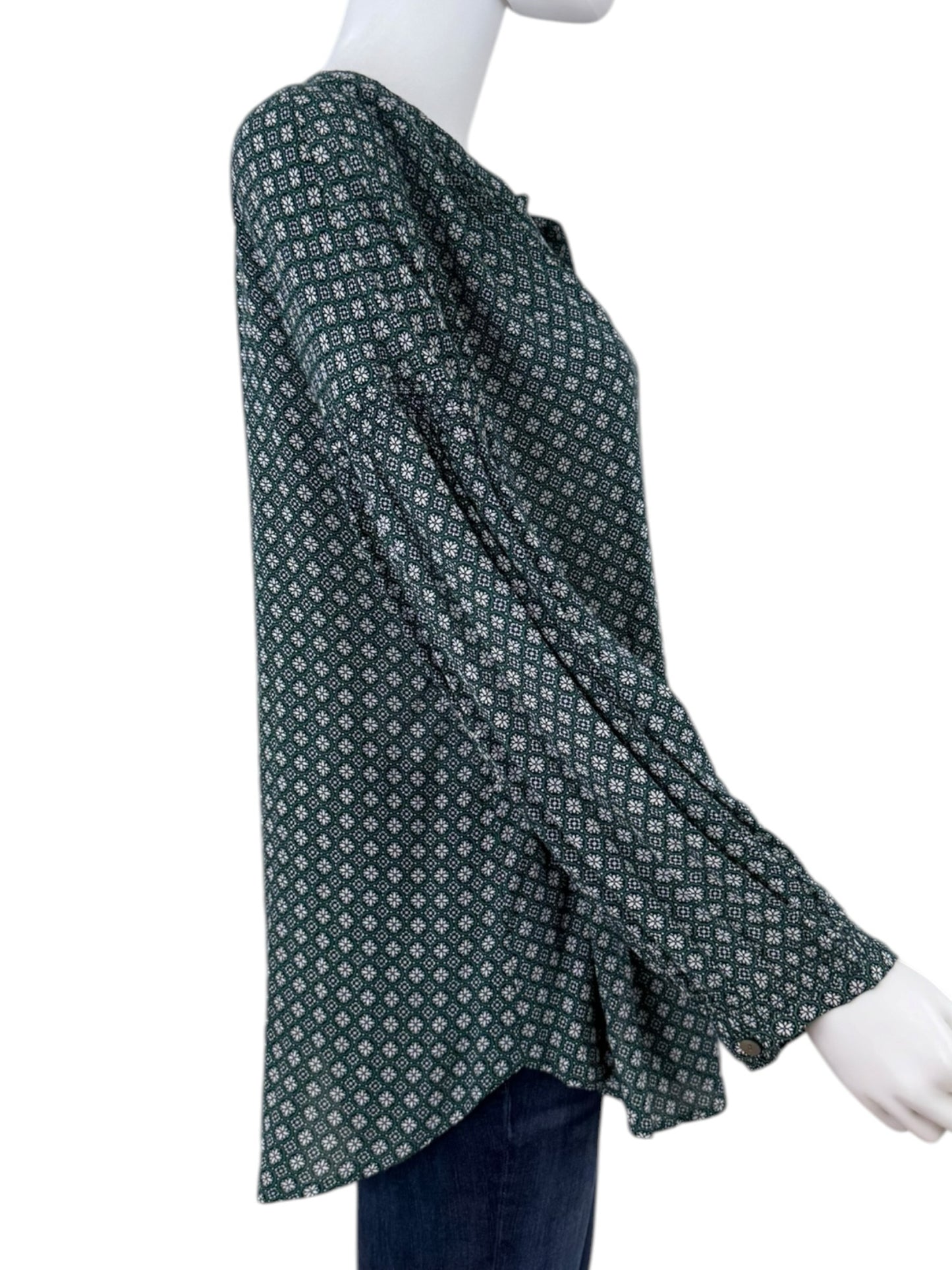 j.jill NWT Green Floral Print Blouse Size XL