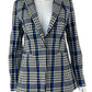 BANANA REPUBLIC Blue Plaid Long and Lean Blazer Size 4