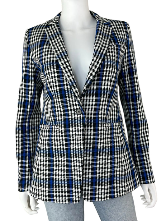 BANANA REPUBLIC Blue Plaid Long and Lean Blazer Size 4