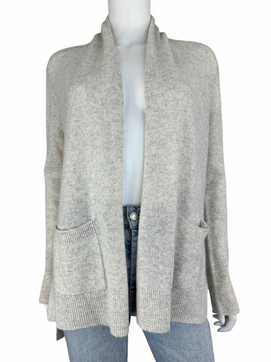 WHITE + WARREN Light Gray Cashmere Cardigan Size S