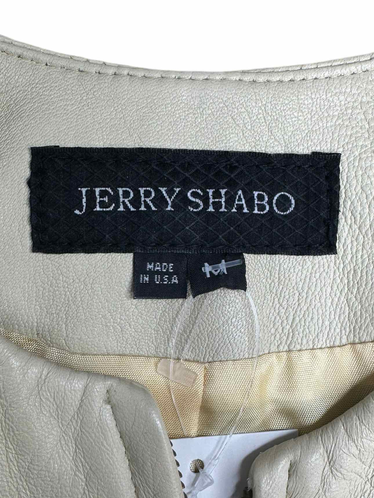 JERRY SHABO Cream 100% Genuine Leather Jacket Size M