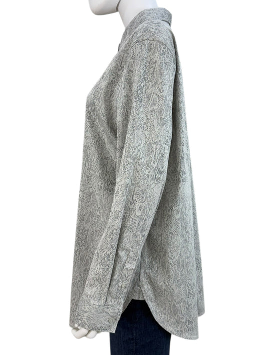 Chico's NWT Grey Python Print Button-Down Shirt Size XL