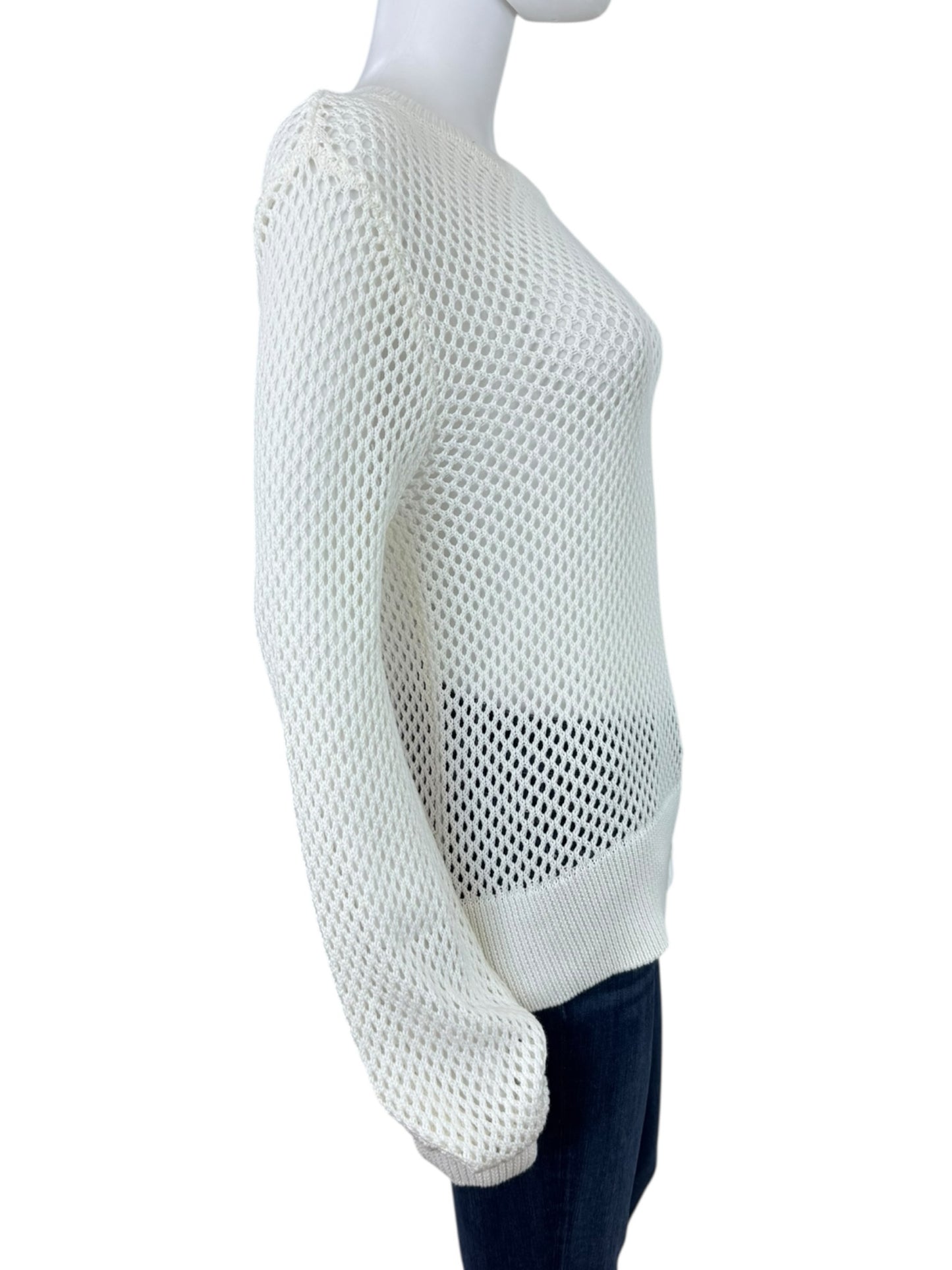 Monrow White Cotton Open Knit Sweater Size M