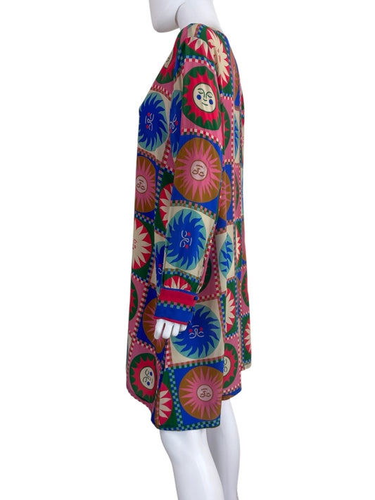 Johnny Was 100% Silk Lionora Sunshine Print Dress Size L