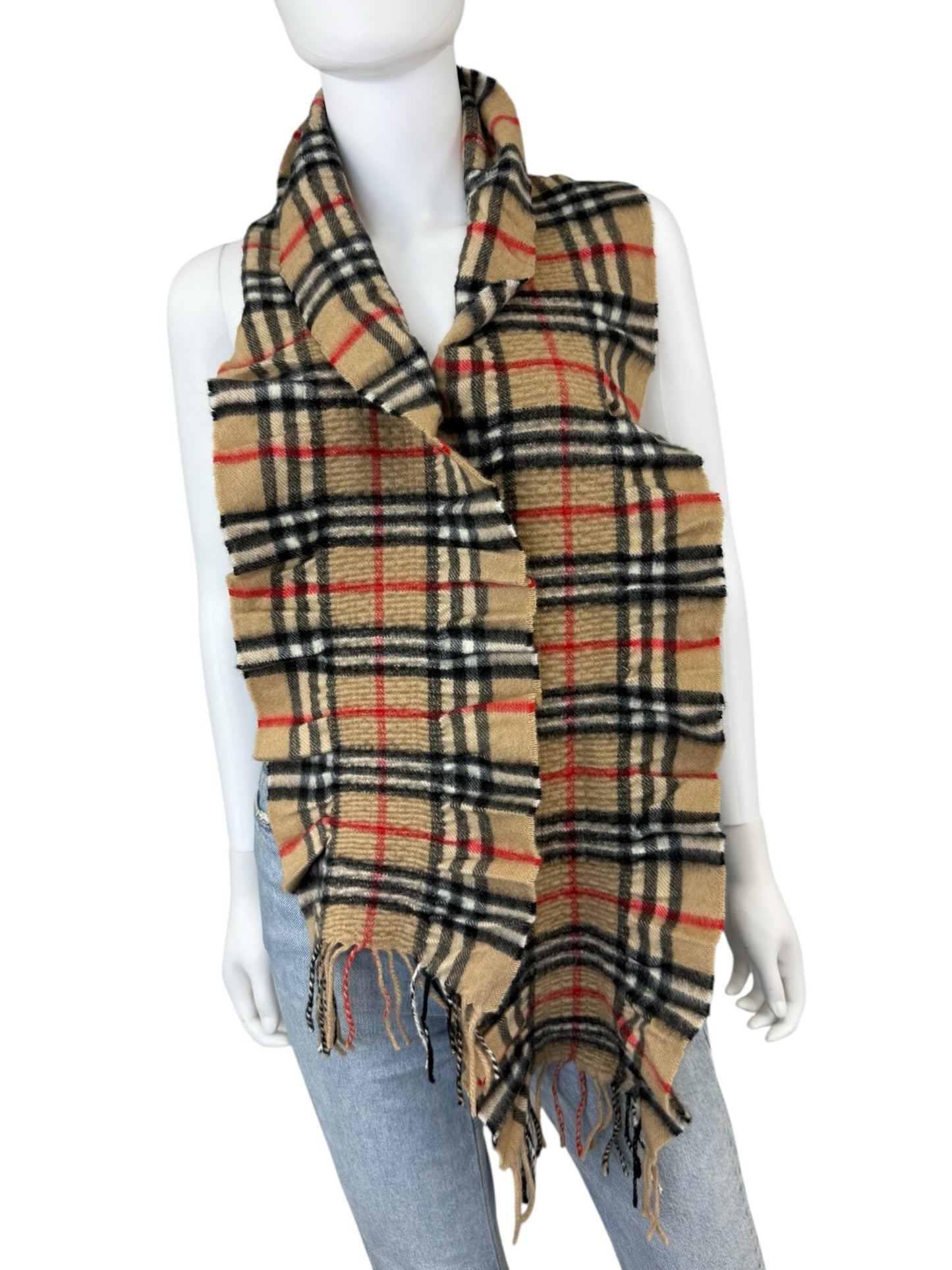 BURBERRY Tan Nova Check 100% Cashmere Scarf