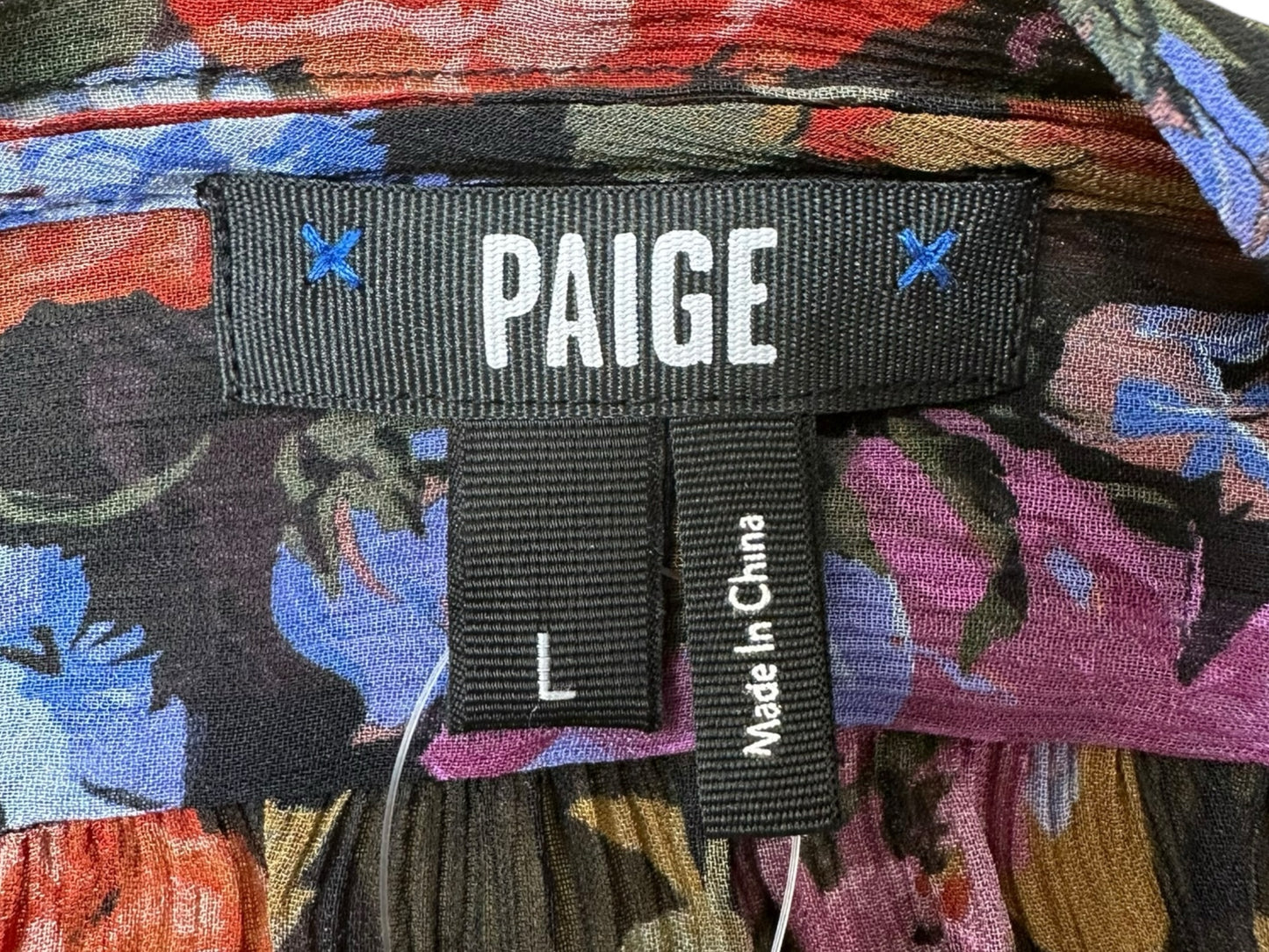 PAIGE 100% Silk Floral Print Blouse Size L