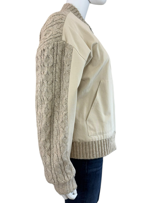 Anthropologie NWT Beige Central Park West Myles Cable Knit Cardigan Sweater Size M