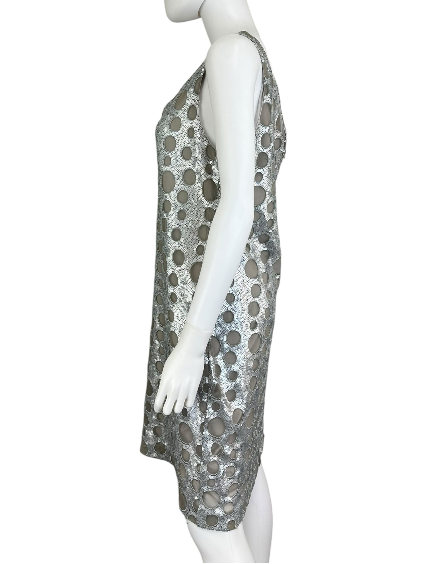ISDA & Co Silver Sequin Cocktail Dress Size 12