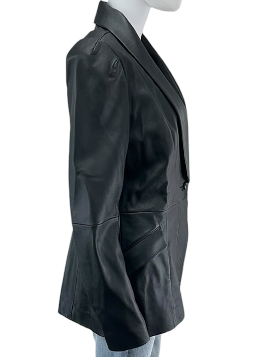 PAIGE Black Genuine Leather Blazer Size 10