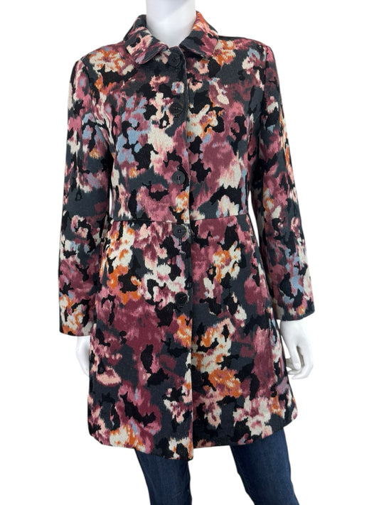 Chico's Muted Floral Drama Jacquard Coat Jacket Size M