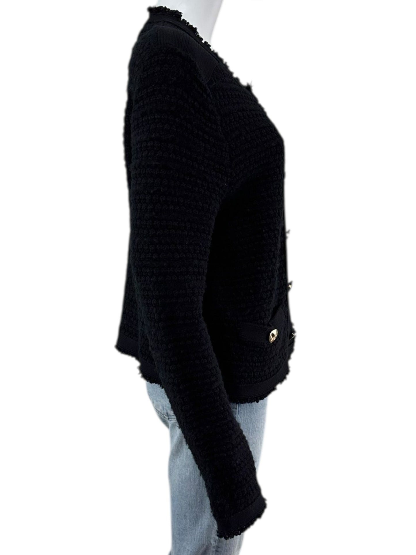 MILLY Black Wool Blend Sweater Cardigan Jacket Size L