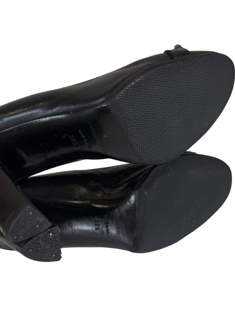 BURBERRY Black Leather Horsebit Pumps Size 38.5