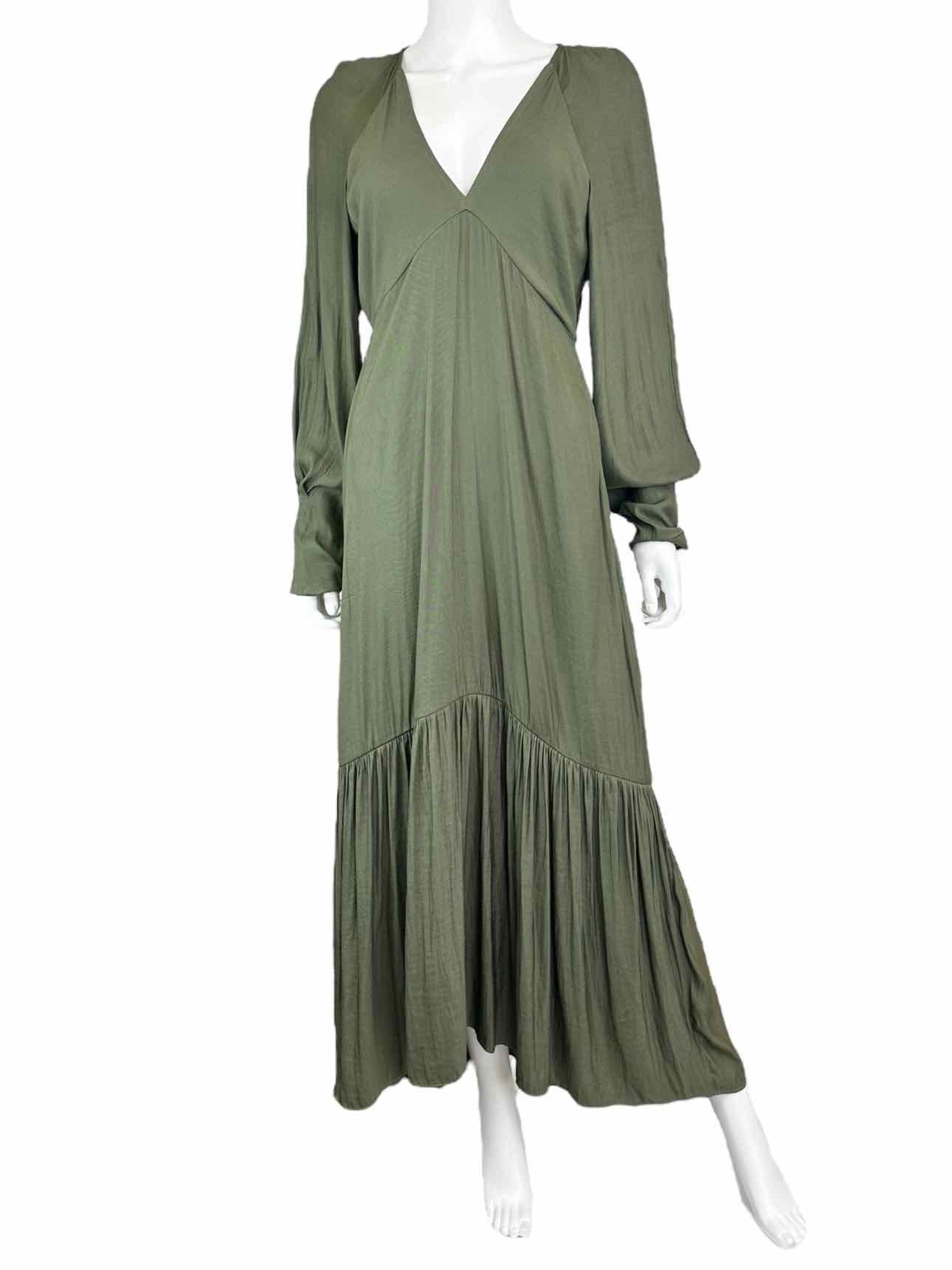 BANANA REPUBLIC Olive Satin Maxi Dress Size 6