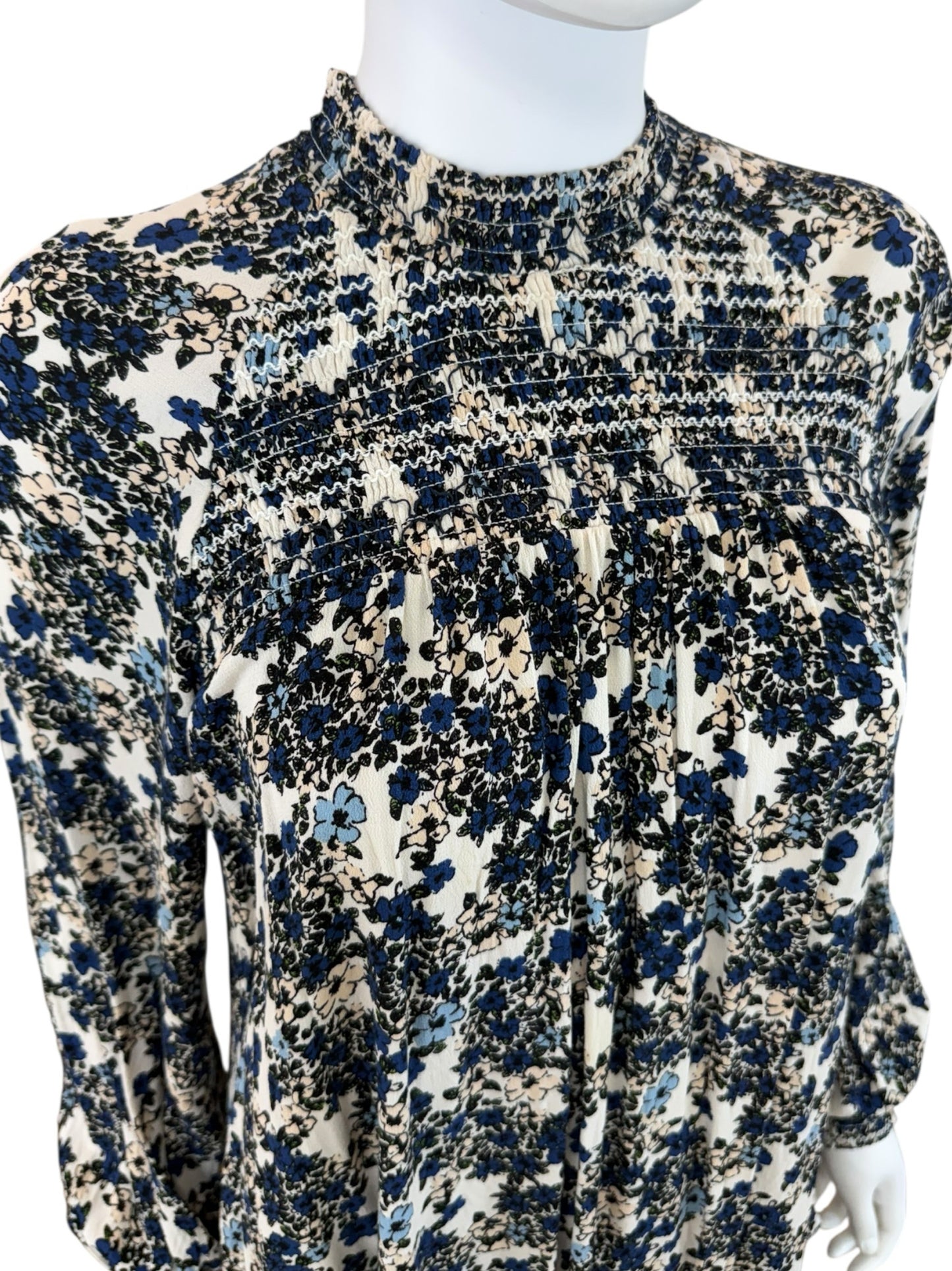 Free People Blue Floral Flowers in her Hair Tunic Size S