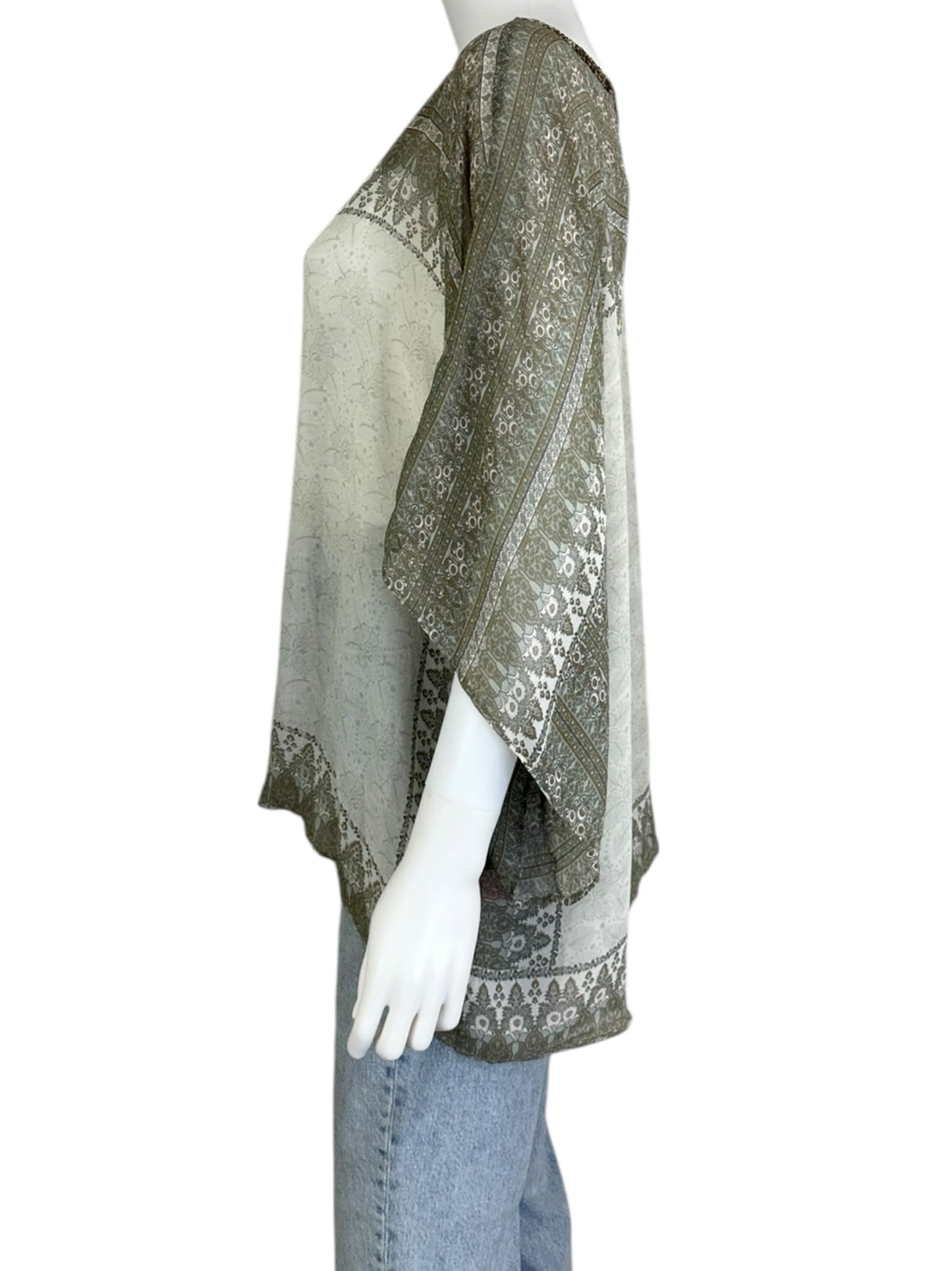 CALYPSO St. Barth 100% Silk White Blouse Size S