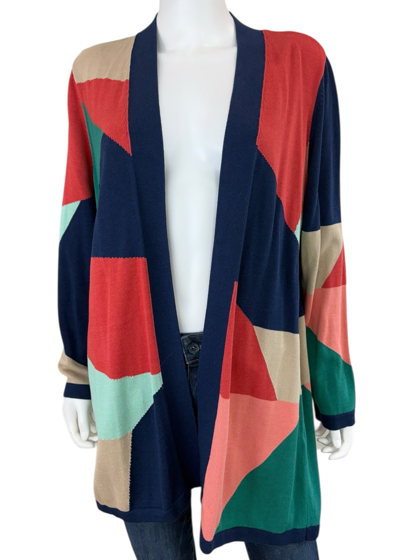 Chico's NWT Colorblock Sweater Cardigan Size L