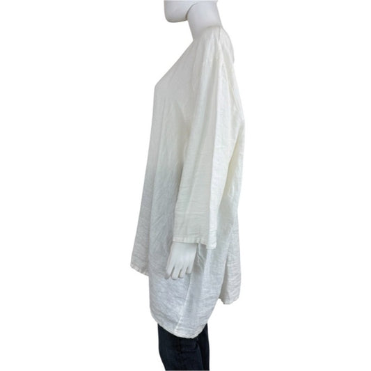 BRYN Walker White 100% Linen Tunic Size 2X