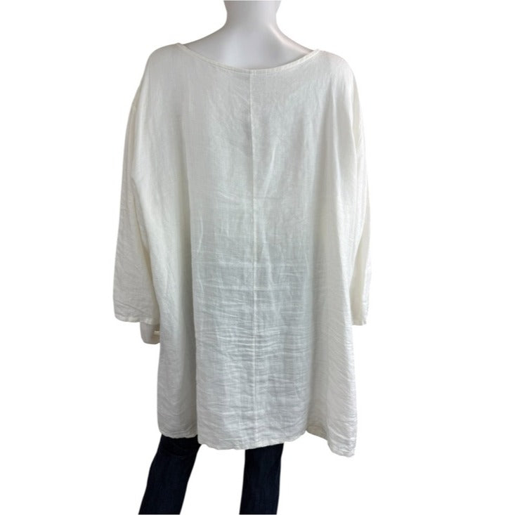 BRYN Walker White 100% Linen Tunic Size 2X
