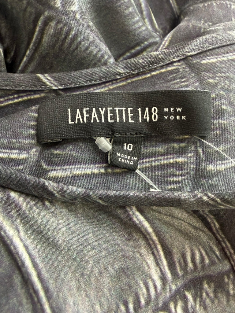 LAFAYETTE 148 NEW YORK Gray Croc Silk Print Blouse Size 10