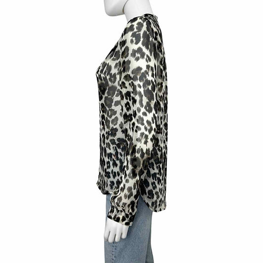 Diane von Furstenberg Brown Silk Leopard Print Button-down Size 2