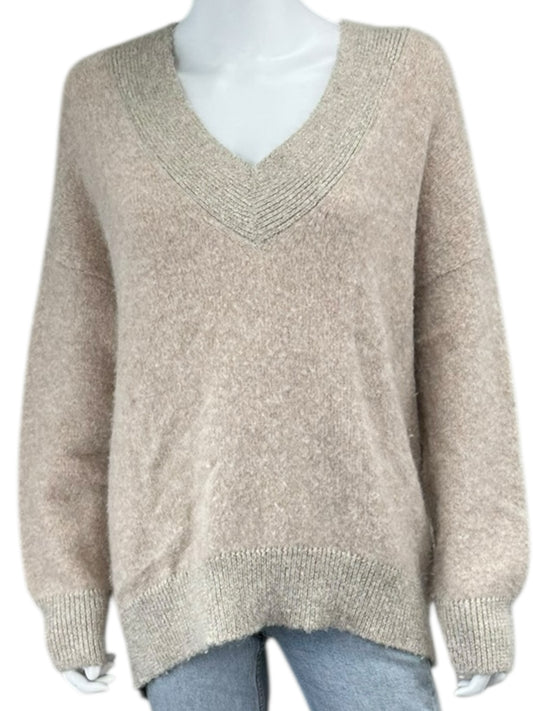 BROCHU WALKER Beige Wool Alpaca Blend Sweater Size L