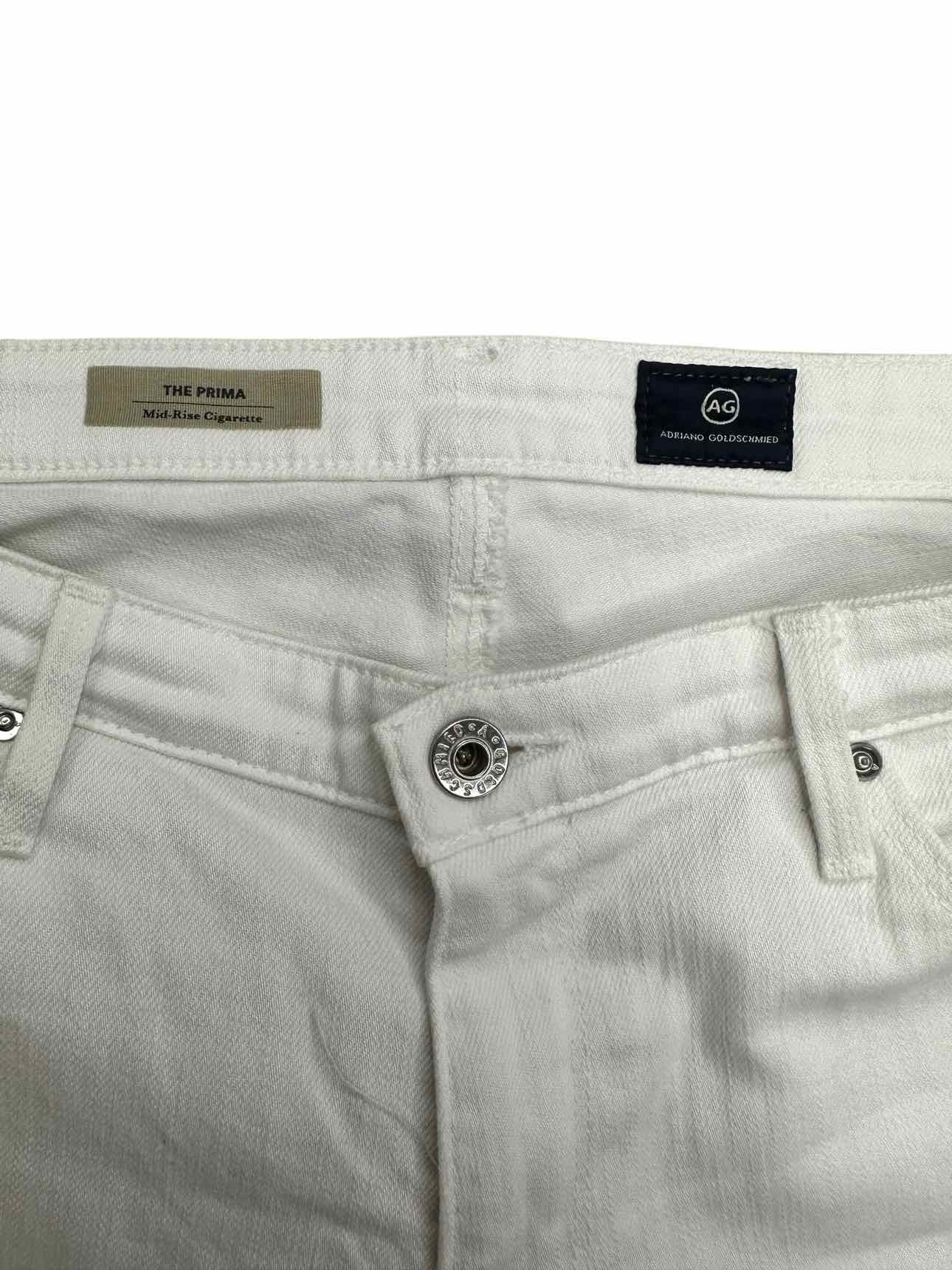 AG Adriano Goldschmied White Mid-Rise Cigarette Jeans Size 31