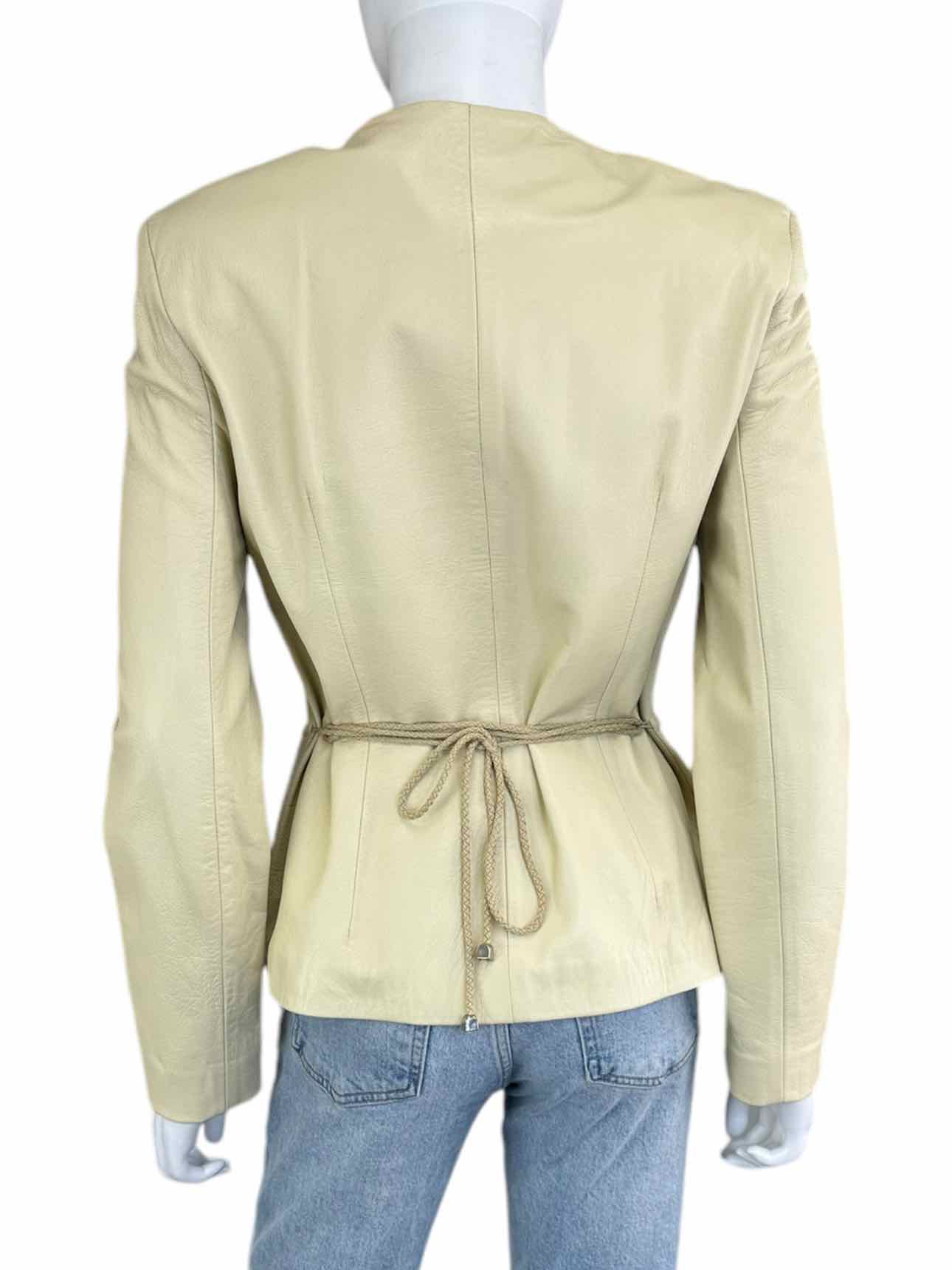 JERRY SHABO Cream 100% Genuine Leather Jacket Size M