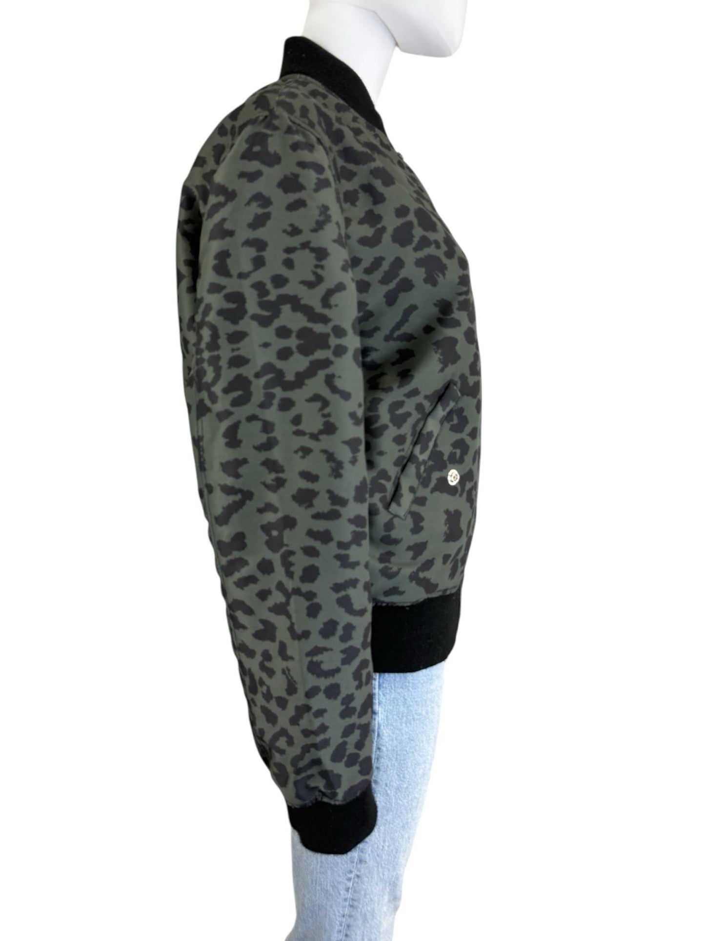 CHRLDR Green Leopard Satin Bomber Jacket Size M
