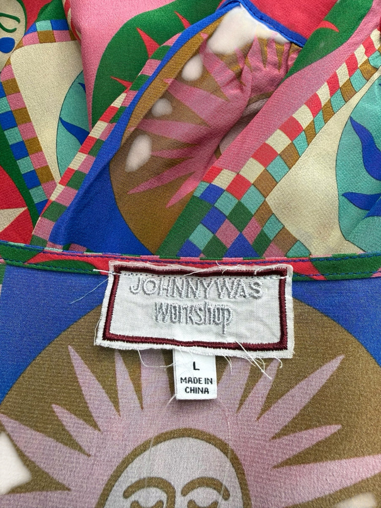 Johnny Was 100% Silk Lionora Sunshine Print Dress Size L