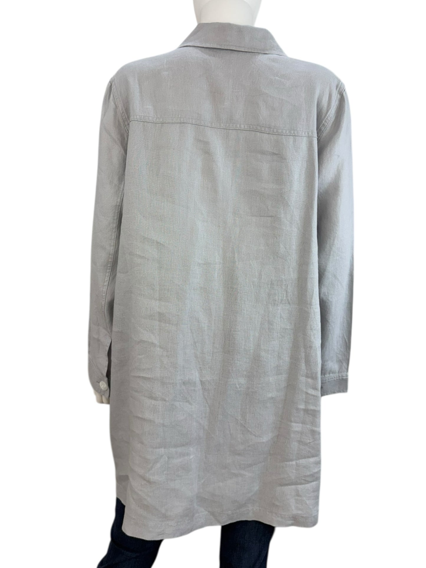 J. Jill NWT Light Grey 100% Linen Jacket Size L