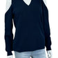 MILLY Navy 100% Cashmere Cold Shoulder Sweater Size S