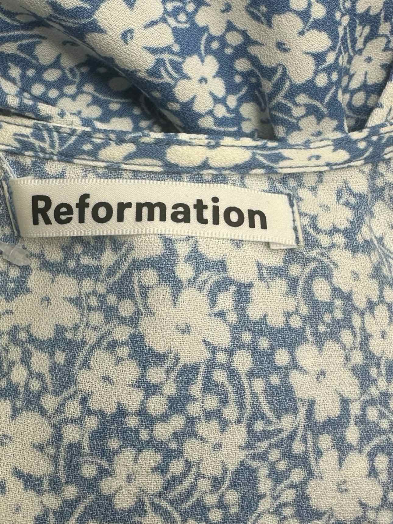 Reformation Blue Ditsy Floral Wrap Dress Size S
