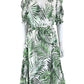 ALEX MARIE Green Palm Print Midi Dress Size L