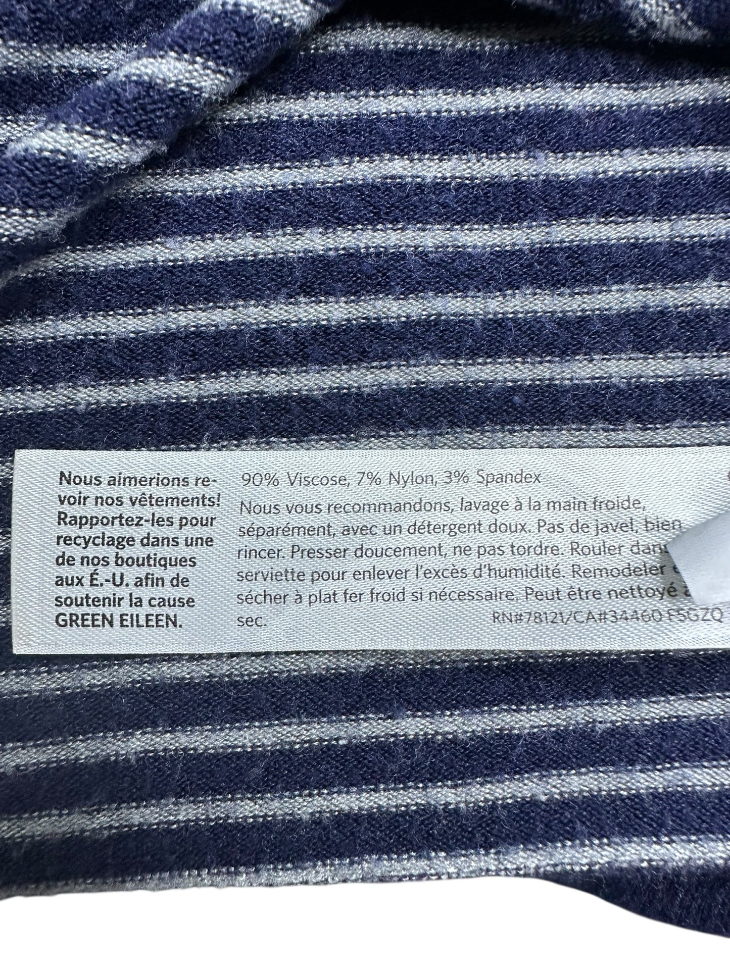 EILEEN FISHER Navy Striped Sweater Size L