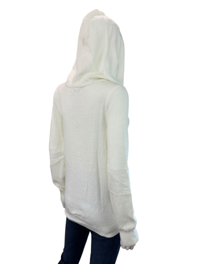 Kashwere Cream Hooded Zip Front Jacket Size S