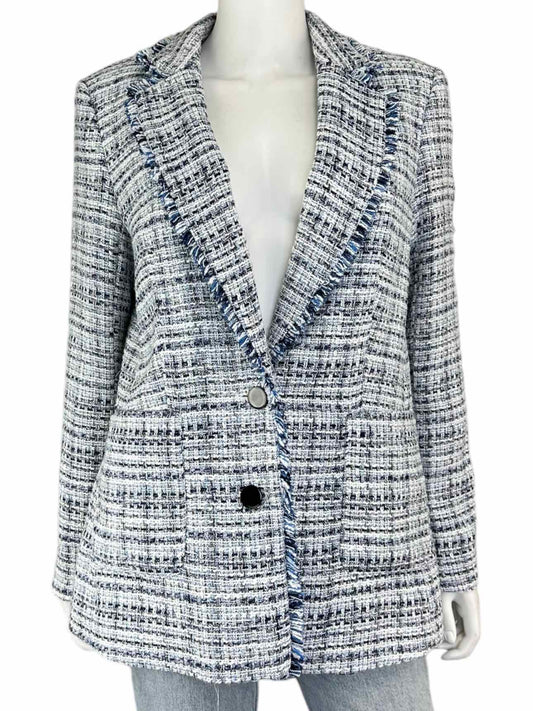 KARL LAGERFELD Blue and White Tweed Jacket Size 8