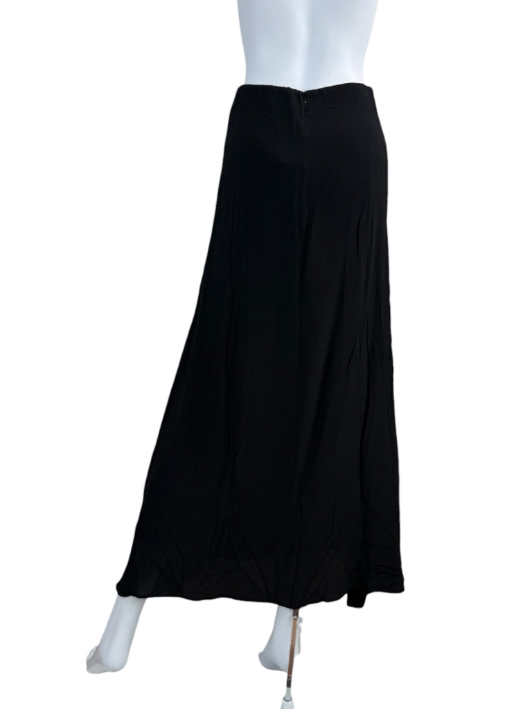 MARIACHER Black Silk Ruched Drape Midi Skirt Size S