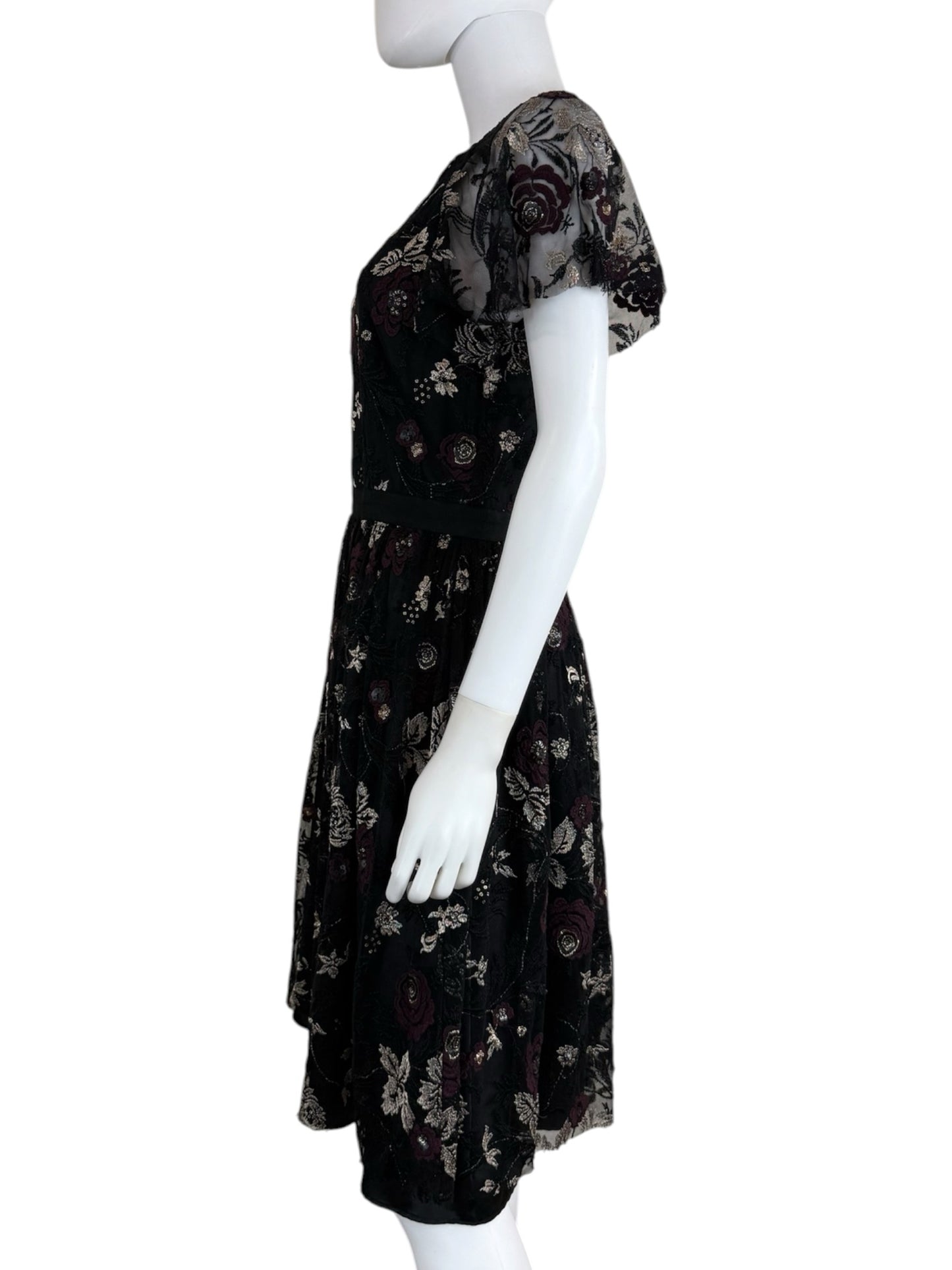 Slate and Willow Black Floral Lace Cocktail Dress Size 8