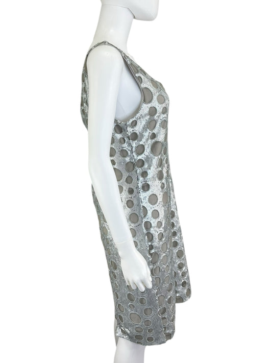 ISDA & Co Silver Sequin Cocktail Dress Size 12