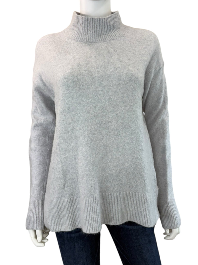 WHITE + WARREN Gray Cashmere Blend Mock Neck Sweater Size L