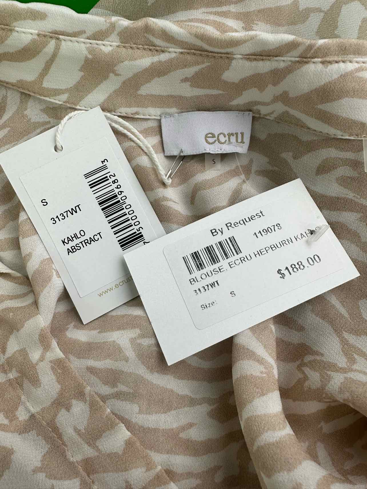 ecru NWT Tan Zebra Sheer Print Blouse Size S