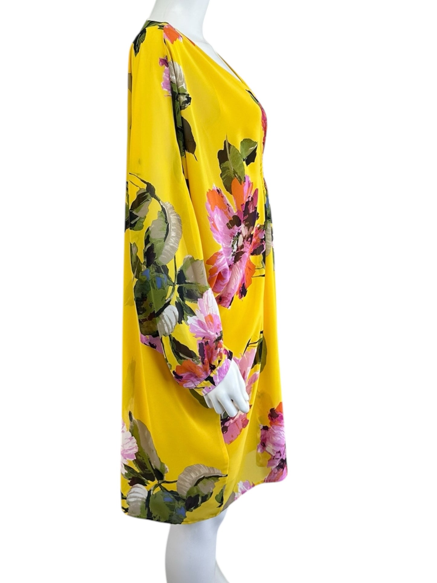 TRINA TURK Yellow Floral Shift Dress Size S