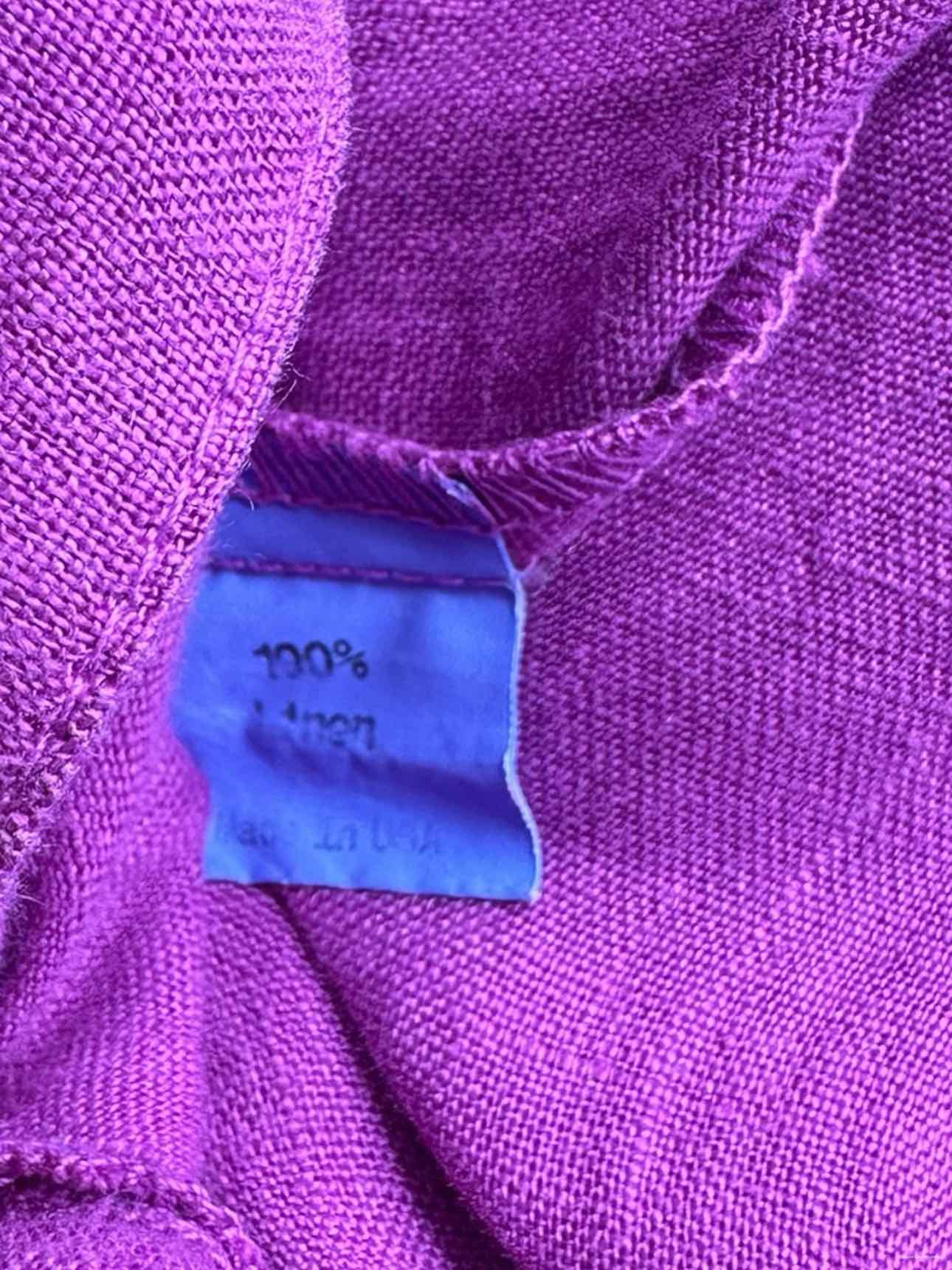 Lisa Bayne Purple 100% Linen Dress Size M