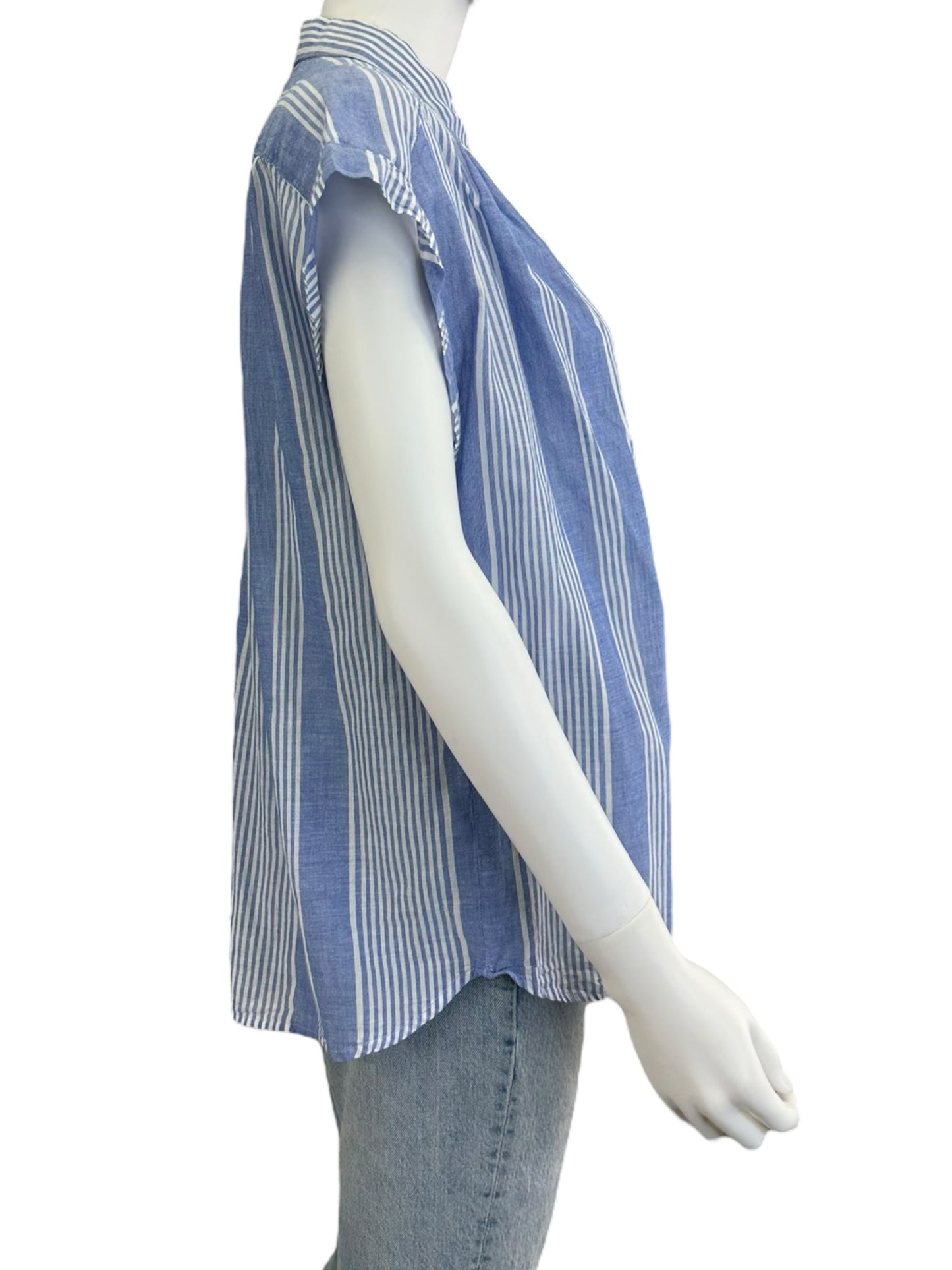 velvet BY GRAHAM & SPENCER Blue Striped Blouse Size S